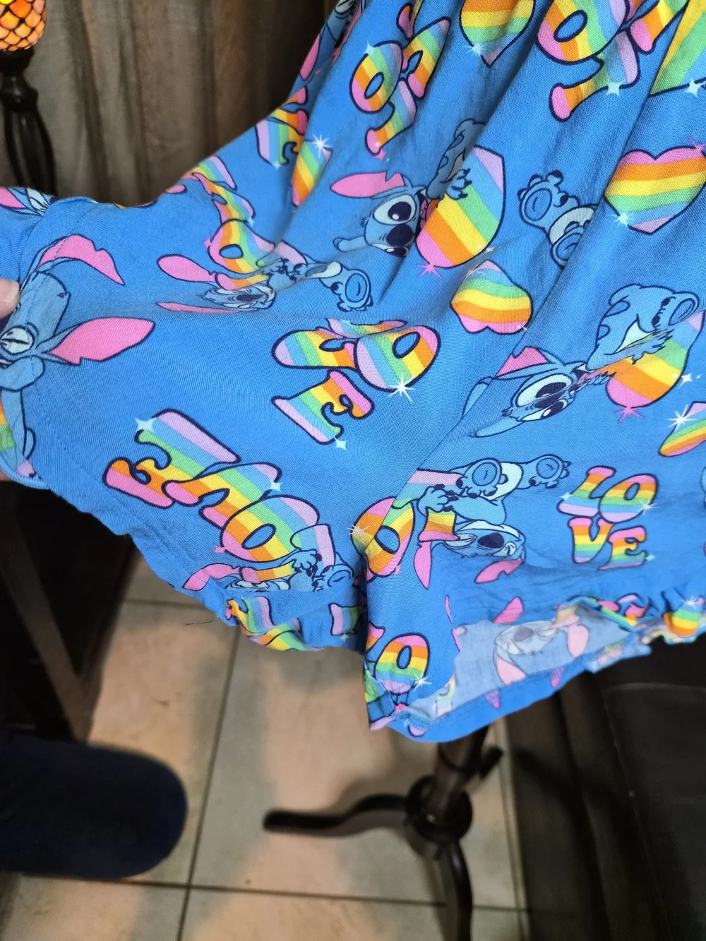 Disney Stitch 'Love' Rainbow Print Ruffle Sleep Shorts #0291 - Picture 2 of 5